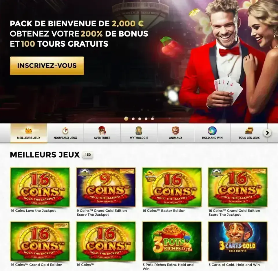 Aper&ccedil;u de l&rsquo;interface Unique Casino sur ordinateur.